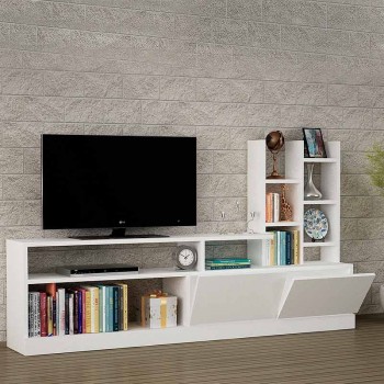 Σύνθεση τηλεόρασης Pesaro Megapap από μελαμίνη χρώμα λευκό 165x25x91,3εκ.