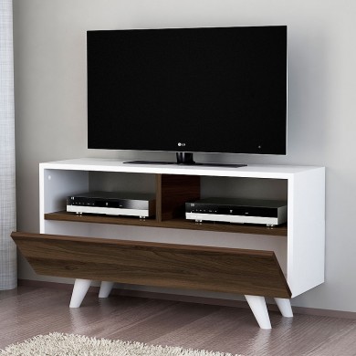 Novela Megapap melamine TV stand in white - walnut color 90x29,5x50cm.