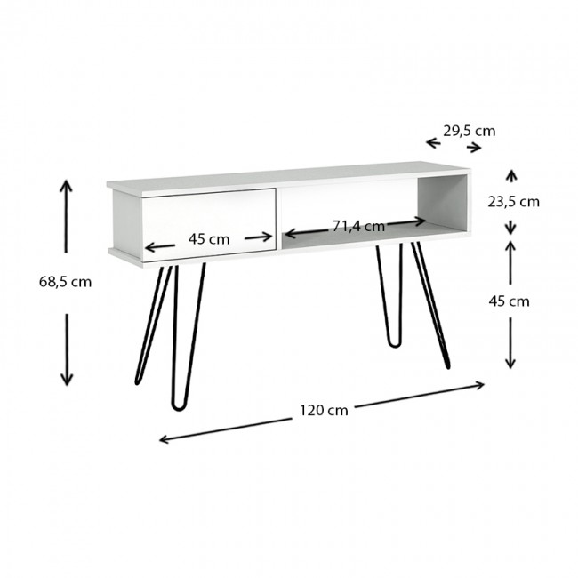 Έπιπλο τηλεόρασης Palma Megapap χρώμα λευκό 120x29,5x68,5εκ.