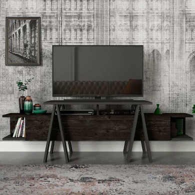 Aspero Megapap melamine TV stand in black rebab - anthracite color 160x45x50cm.