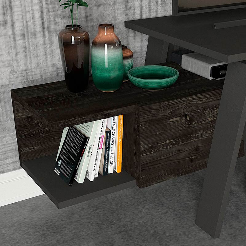Aspero Megapap melamine TV stand in black rebab - anthracite color 160x45x50cm.