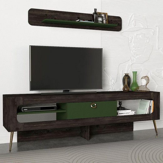 Έπιπλο τηλεόρασης Miladra Megapap χρώμα μαύρο rebab - λαδί 180x31x55εκ.