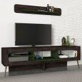 Miladra Megapap melamine TV stand in black rebab- olive color 180x31x55cm.