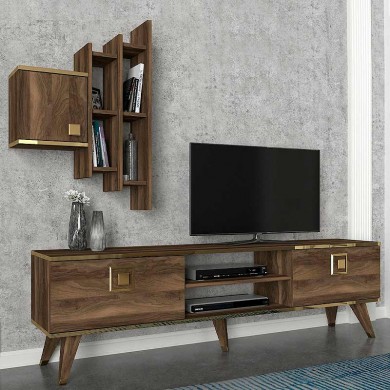 Manresa Megapap melamine TV unit in walnut color 180x35x53cm.