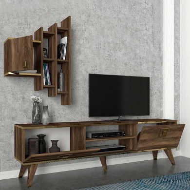Manresa Megapap melamine TV unit in walnut color 180x35x53cm.