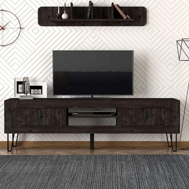 Έπιπλο τηλεόρασης Taragona Megapap χρώμα μαύρο rebab 180x29,5x55εκ.