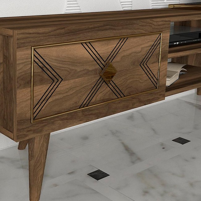 Έπιπλο τηλεόρασης Limoge Megapap χρώμα καρυδί 190x29,5x50εκ.