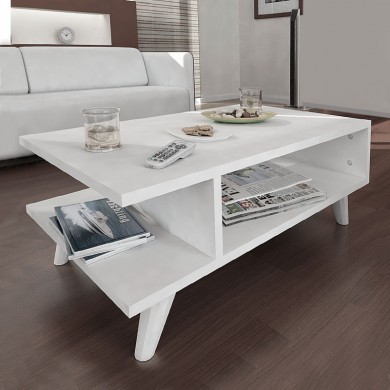 Titus Megapap melamine coffee table in white color 80x45x30cm.
