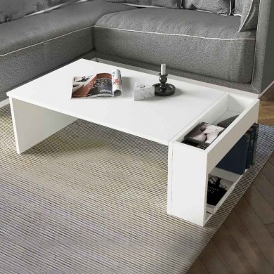 View Megapap melamine coffee table in white color 95x50x34cm.
