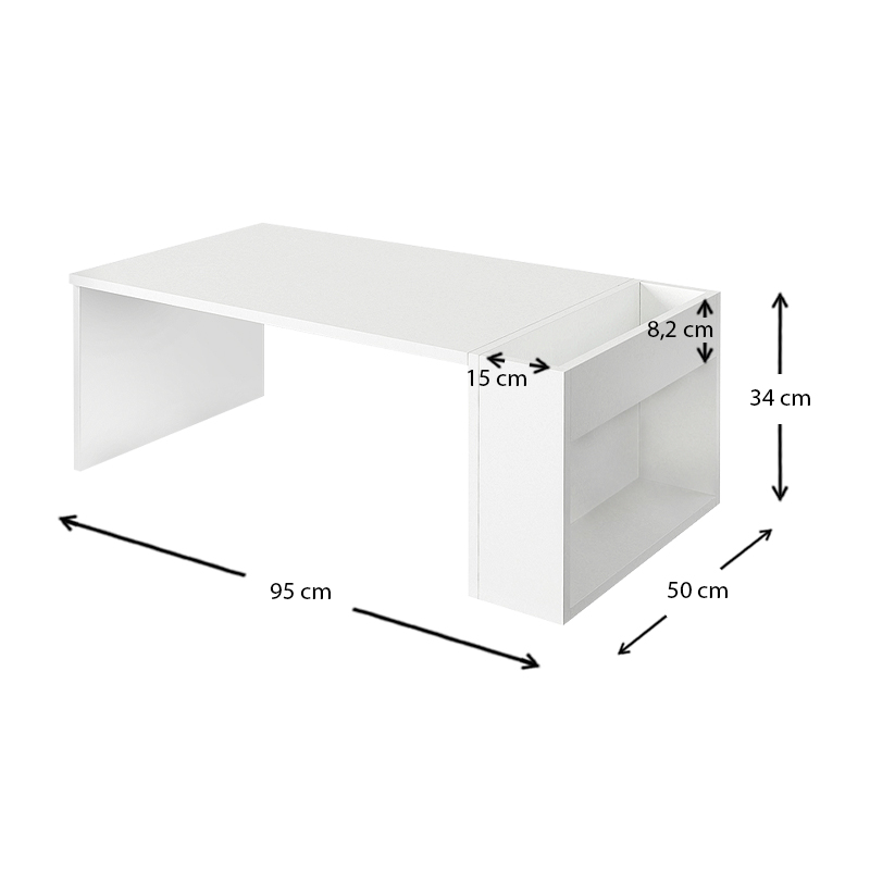 View Megapap melamine coffee table in white color 95x50x34cm.