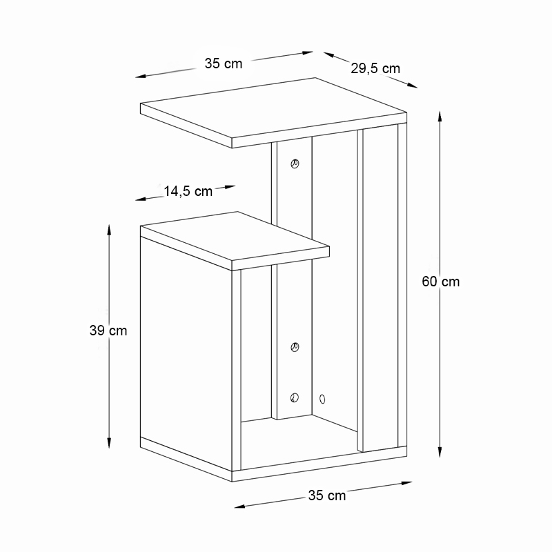 Rosana Megapap melamine side table in sapphire oak color 35x29,5x60cm.