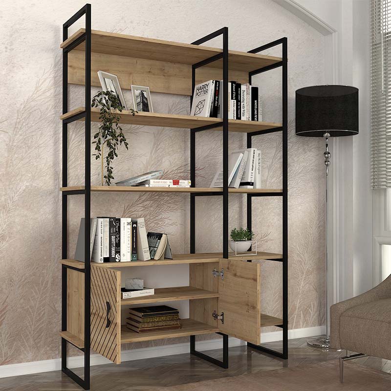 Eduardo Megapap metal - melamine in sapphire oak color 120x39x180cm.