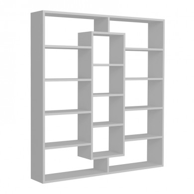 Ample Megapap melamine bookcase in white color 125x22x135,7cm.