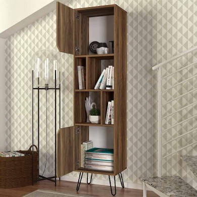 Norma Megapap melamine bookcase in walnut color 45x35x184cm.