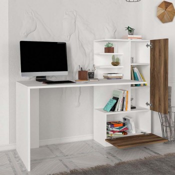 Γραφείο εργασίας Merino Megapap χρώμα λευκό - καρυδί 149,5x61,8x120εκ. Γραφείο εργασίας Merino Megapap χρώμα λευκό - καρυδί 149,5x61,8x120εκ.