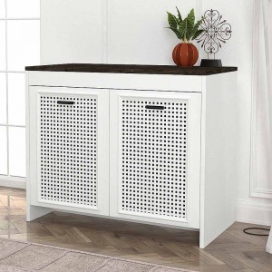 Μπουφές μελαμίνης Galatea Megapap χρώμα λευκό - μαύρο rebab 90x45x75εκ.