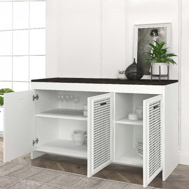 Galatea Megapap melamine buffet in white - black rebab color 120x45x75cm.