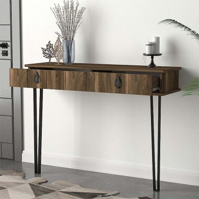 Ursula Megapap melamine wall console in walnut color 120x35,5x90cm.