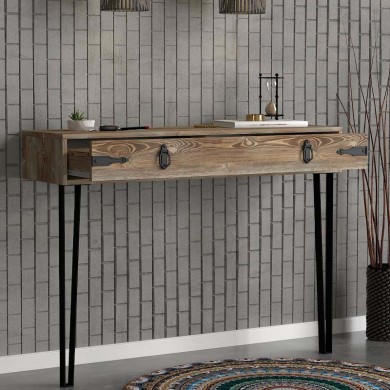 Costa Megapap melamine wall console in walnut color 120x35x90cm.