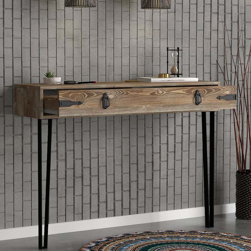 Costa Megapap melamine wall console in walnut color 120x35x90cm.