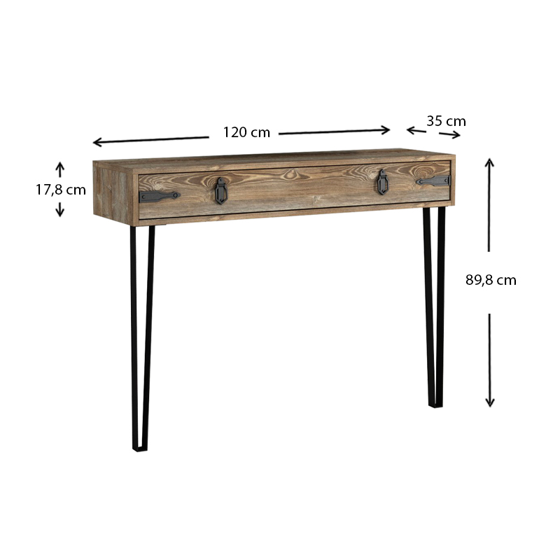 Costa Megapap melamine wall console in walnut color 120x35x90cm.