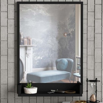 Costa Μegapap melamine mirror in black color 45x12x75cm.