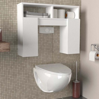 Ντουλάπι μπάνιου Lost Megapap από μελαμίνη χρώμα λευκό 76x19,5x60,8εκ.