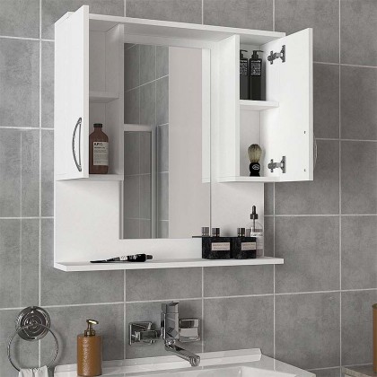 Καθρέπτης μπάνιου με ντουλάπι Tiger Μegapap από μελαμίνη χρώμα λευκό 80x14,5x83εκ.