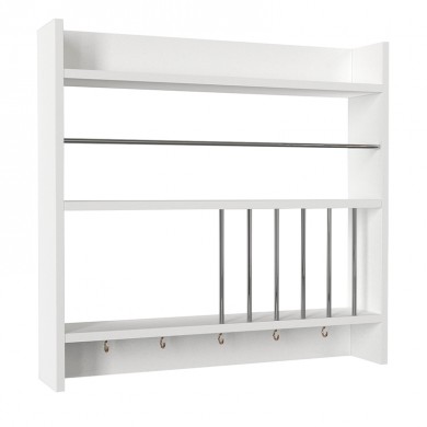 Dellana Megapap melamine kitchen wall shelf in white color 75,6x14,5x72cm.
