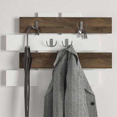 Holly Megapap melamine wall hanger in white - walnut color 80x5x60cm.