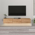Damla Megapap melamine wall TV cabinet with LED lighting in sapphire oak color 180x29.5x29.5cm.
