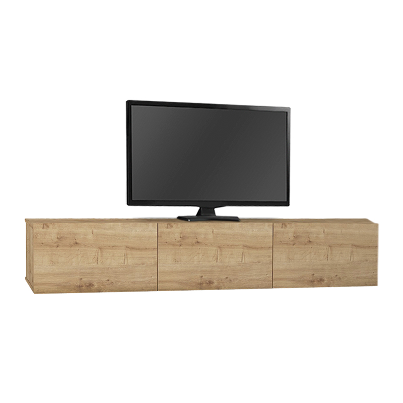 Damla Megapap melamine wall TV cabinet with LED lighting in sapphire oak color 180x29.5x29.5cm.