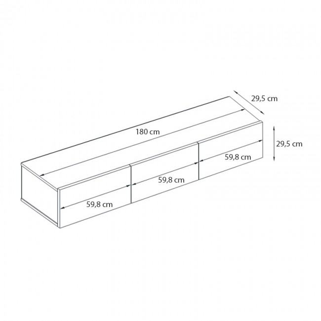 Έπιπλο τηλεόρασης επιτοίχιο Damla Megapap με LED χρώμα sapphire oak - μαύρο 180x29,5x29,5εκ.