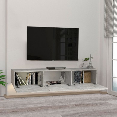 Damla Megapap melamine wall TV cabinet with LED lighting in white marble effect color 180x29.5x29.5cm.