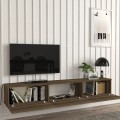 Damla Megapap melamine wall TV cabinet with LED lighting in walnut color 180x29.5x29.5cm.