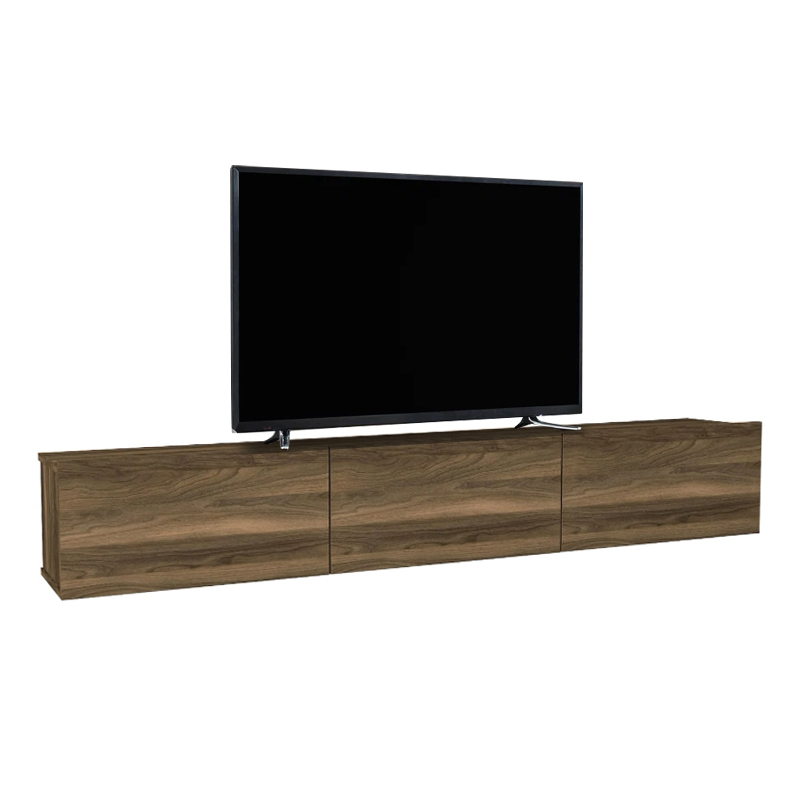 Damla Megapap melamine wall TV cabinet with LED lighting in walnut color 180x29.5x29.5cm.
