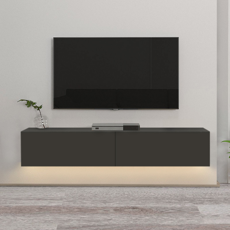 Aristo Megapap melamine wall TV cabinet with LED lighting in anthracite color 135x31.6x25cm.