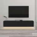 Aristo Megapap melamine wall TV cabinet with LED lighting in black color 135x31.6x25cm.