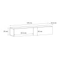 Aristo Megapap melamine wall TV cabinet with LED lighting in black color 135x31.6x25cm.