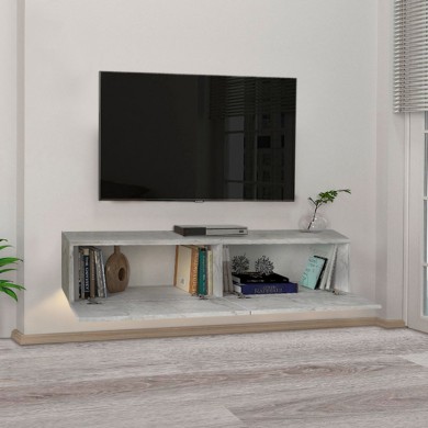 Aristo Megapap melamine wall TV cabinet with LED lighting in white marble effect color 135x31.6x25cm.