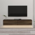 Aristo Megapap melamine wall TV cabinet with LED lighting in walnut color 135x31.6x25cm.