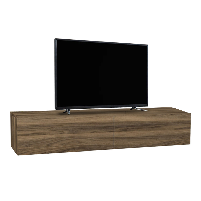 Aristo Megapap melamine wall TV cabinet with LED lighting in walnut color 135x31.6x25cm.