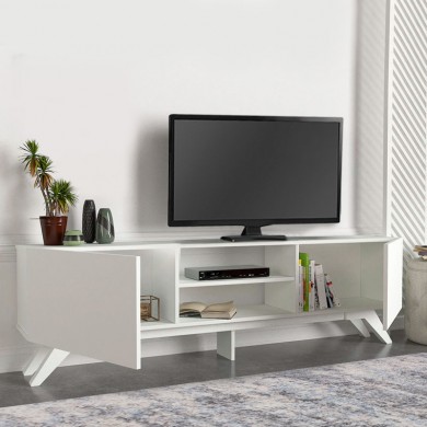 Jarvis Megapap melamine tv stand in white color 180x31,3x58cm.