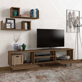Έπιπλο τηλεόρασης Seddra Megapap χρώμα καρυδί 180x31,5x45εκ.