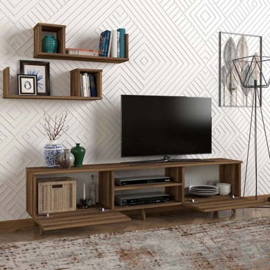 Seddra Megapap melamine tv stand in walnut color 180x31,5x45cm.