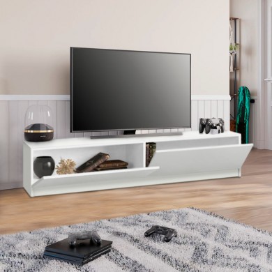 Ahenk Megapap melamine tv stand in white color 160x31,3x32,9cm.
