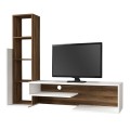 Bend Megapap melamine TV unit in white - walnut color 153,6x39x131cm.