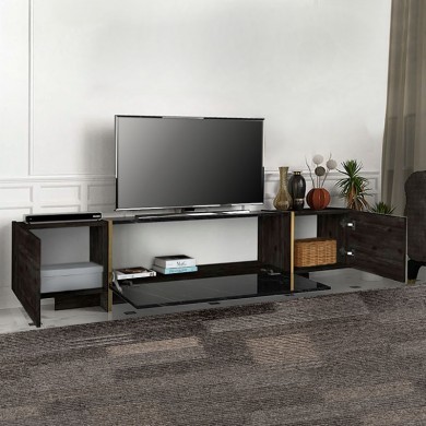 Veyron Megapap  melamine TV stand in black rebab - black marble effect color 180x32,3x45cm.