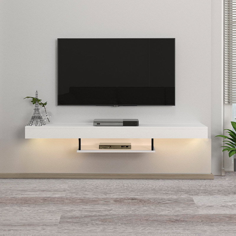 Έπιπλο τηλεόρασης επιτοίχιο Albares Megapap με LED χρώμα λευκό 150x29,6x22εκ.