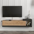 Volare Megapap melamine wall TV cabinet  in sapphire oak - anthracite color 150x29,6x38,6cm.